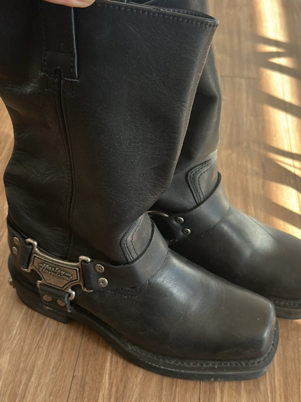 Harley-Davidson Black Leather Harness Riding Boots
